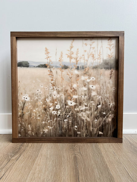 Field of Flowers Vintage Art Sign