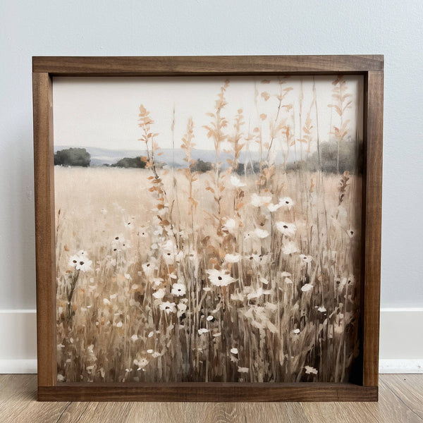 Field of Flowers Vintage Art Sign