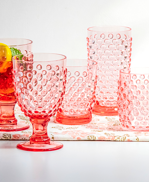 Hobnail Acrylic Drinking Glass_Pink