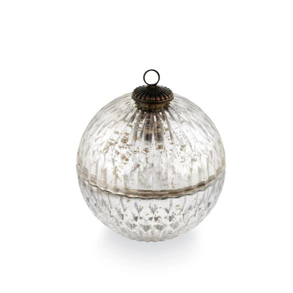 Mercury Glass Ornament Candle Front View
