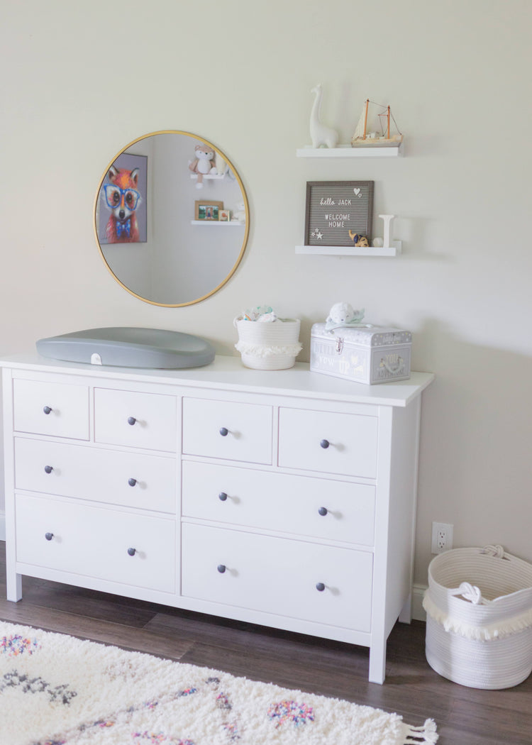 white ikea dresser in baby nursery