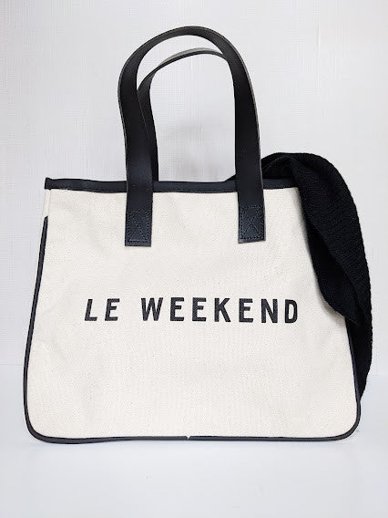 black and white canvas tote bag