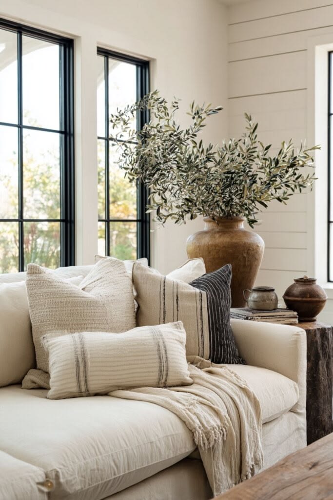 organic modern living room with california casual decor