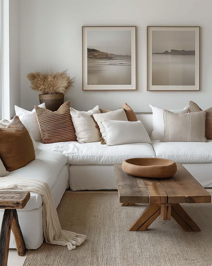 living room with bohemian decor