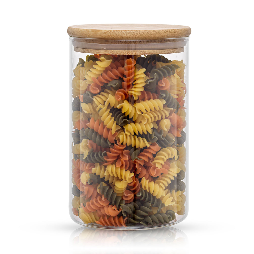 medium glass jar being used for kitchen pantry storage