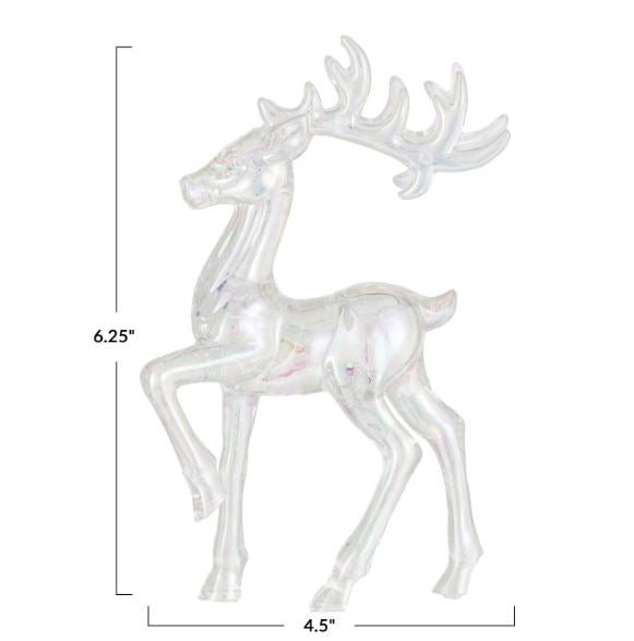 Acrylic_Reindeer_Figurine on white background with dimensions
