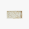 Rectangular wooden tray with a herringbone pattern on a white background