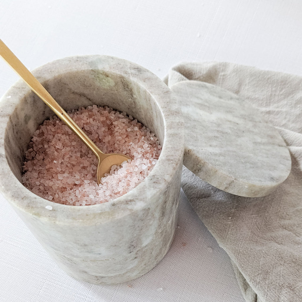 Beige Marble Pinch Pot with Salt