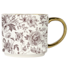 Brown Floral Coffee Mug Detail Close up