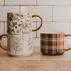 Brown Floral Coffee Mug in Kitchen