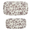 Pair of floral-patterned melamine serving trays on a white background