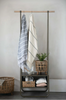 Brushed Cotton Striped Throw Blanket Hanging on rack