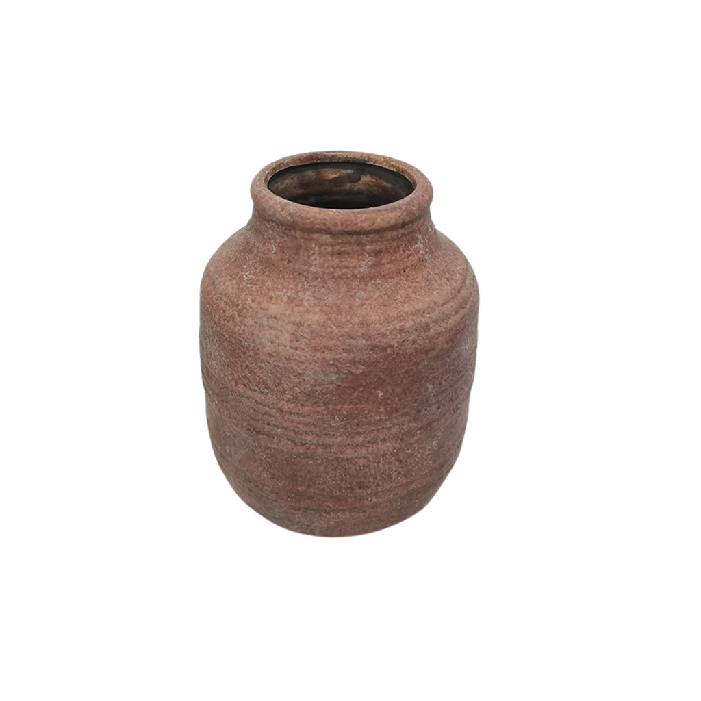Brown ceramic vase on a white background