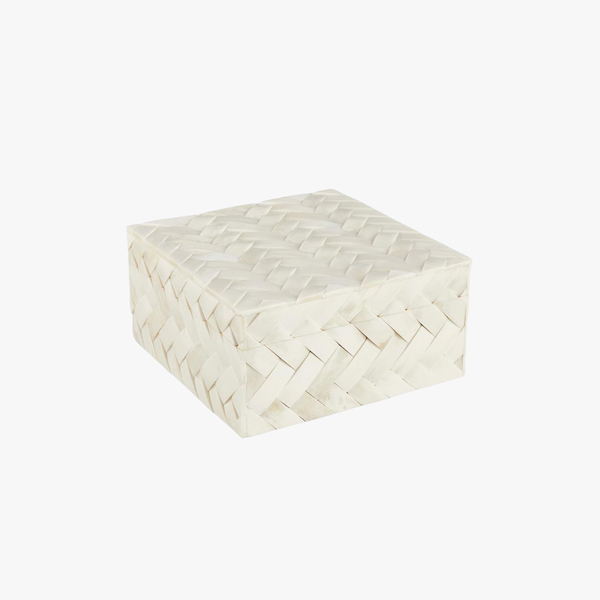 Woven rectangular box on a white background