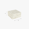 Woven decorative box with dimensions on a white background