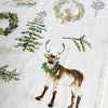 Decorative fabric with a reindeer and greenery design on a white background