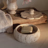 Decorative stone travertine box with flower shaped lid_california casual home decorating