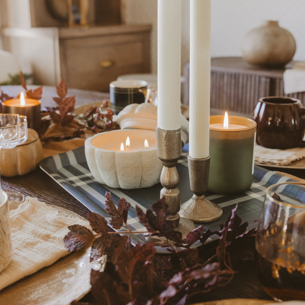 Cement Pumpkin Jar Candle_Fall tablescape