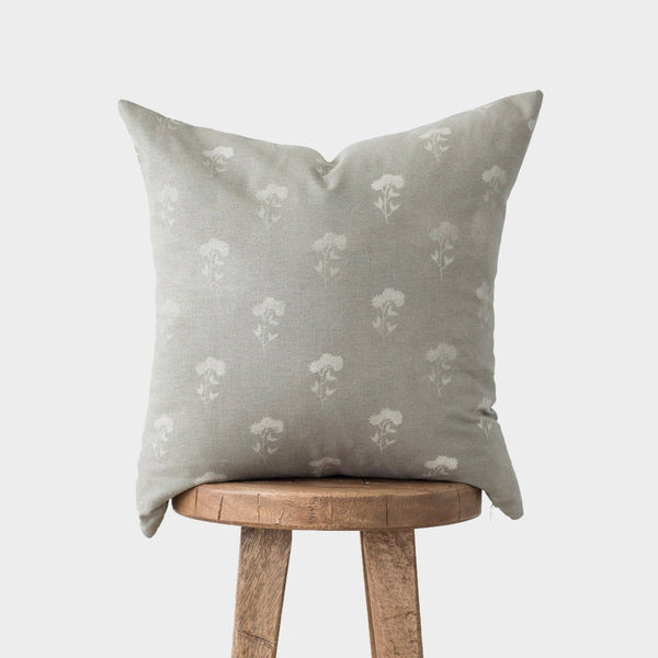 Fleur Pillow Cover in Grey and Cream