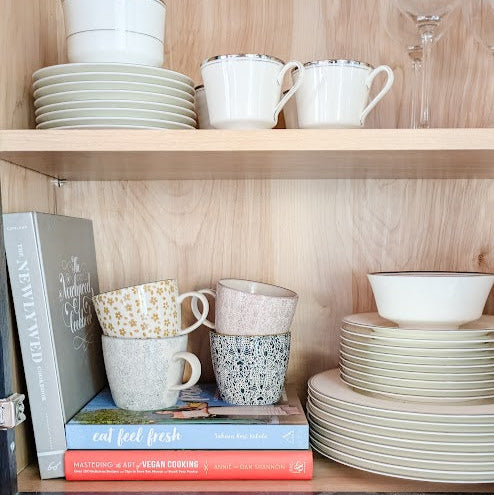 Floral Coffee Mugs in China Cabinet