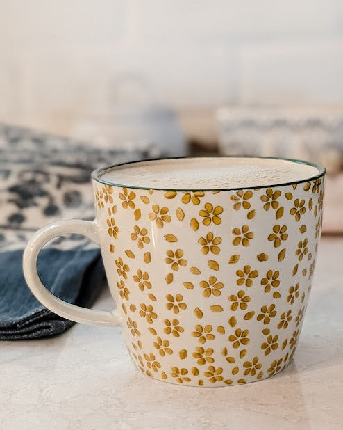 Floral Mug on Kitchen Counter