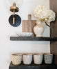 Floral Mugs on Kitchen Shelf