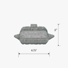 Glass butter dish with measurements on a white background
