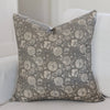 Grey Floral Pillow Cover on White Sofa