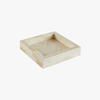 Square wooden tray with a herringbone pattern on a white background