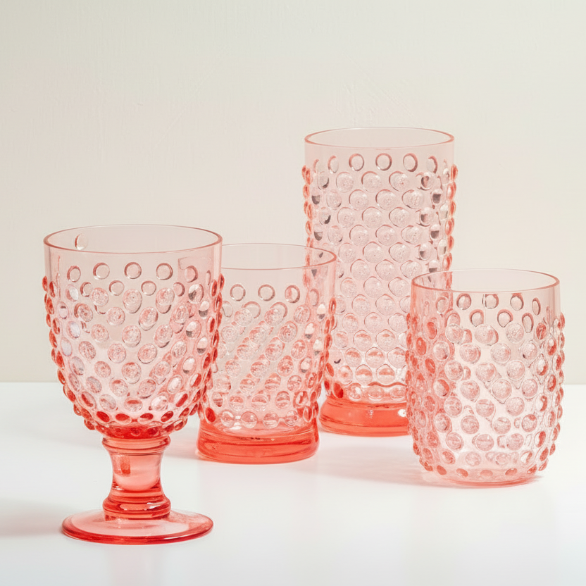 Hobnail Acrylic Drinking Glass_Pink