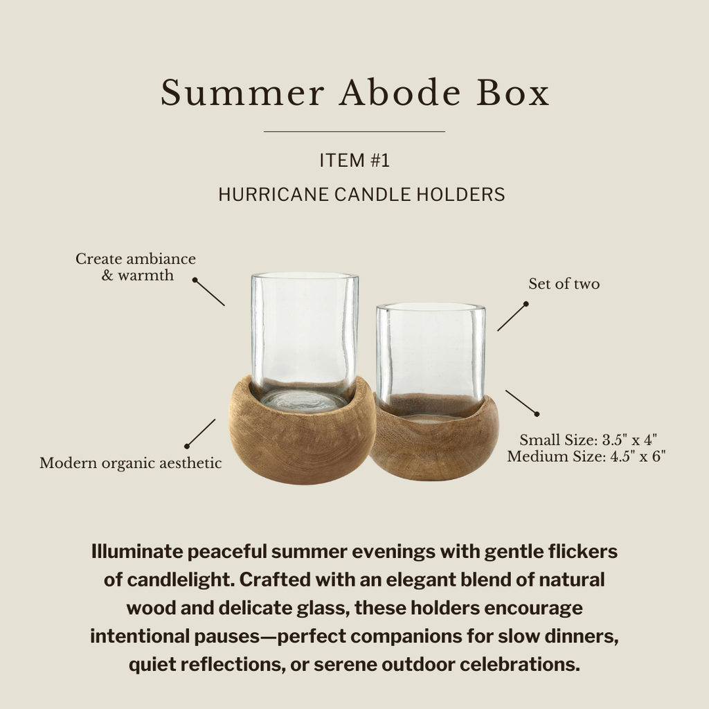 Hurricane Candle Holders in Summer Home Decor Box