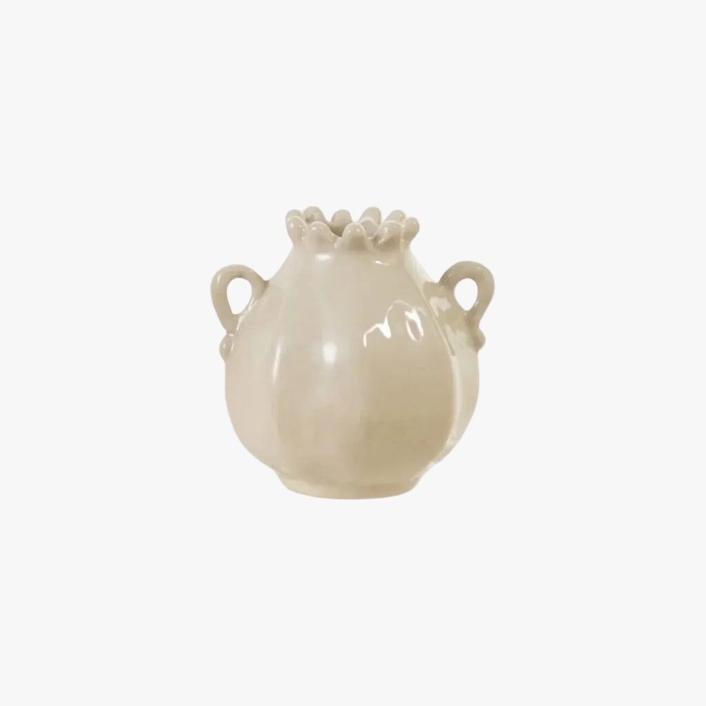 Lucille Petite Vase Style 1 - cream stoneware bud vase with handles