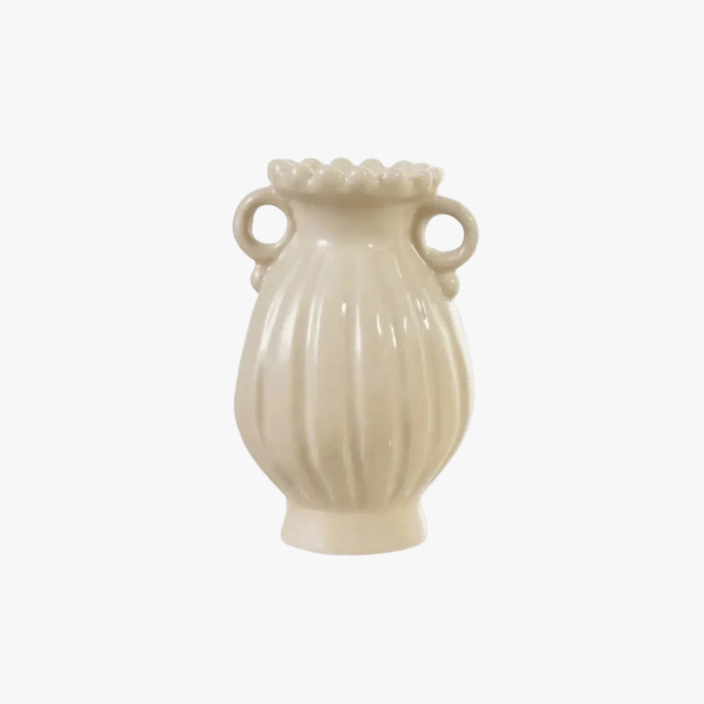 Lucille Petite Vase Style 3 - cream stoneware bud vase with handles