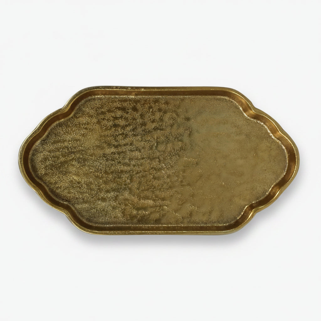 Bronze sculptural tray on a white background