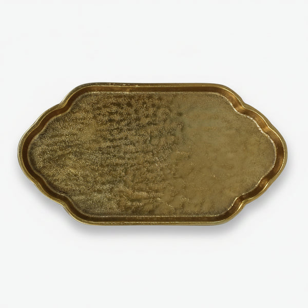Bronze sculptural tray on a white background
