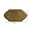 Bronze-colored tray with dimensions on a white background