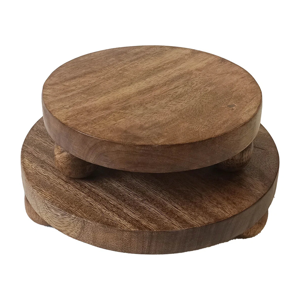 Two wooden trays stacked on a white background