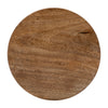 Round wooden cutting board on a white background