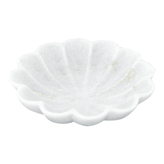 Marble Flower Shaped Dish Front View