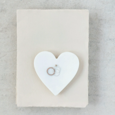 Marble Heart Trinket Dish holding rings