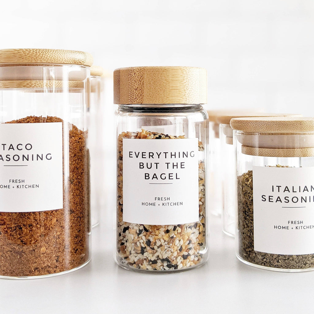 Modern Glass Spice Jar with Label