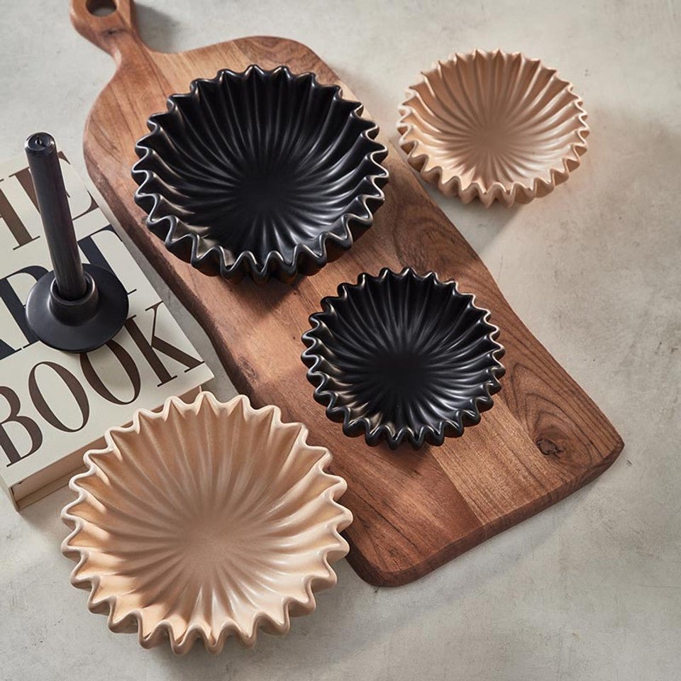Modern Ruffle Edge Bowl in Black, two sizes