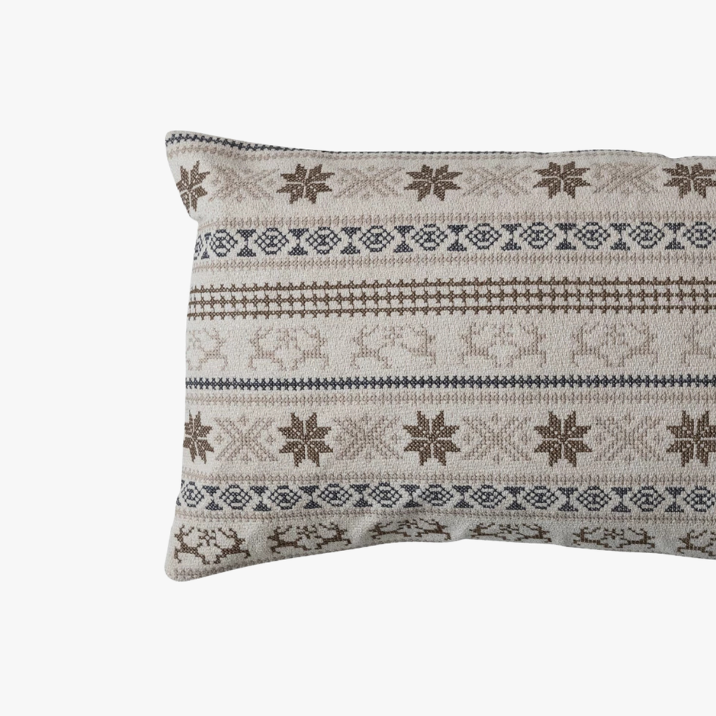 Winter Throw pillow with a pattern on a white background