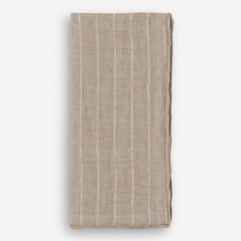 Grey stripe napkin with vertical stripes on a white background