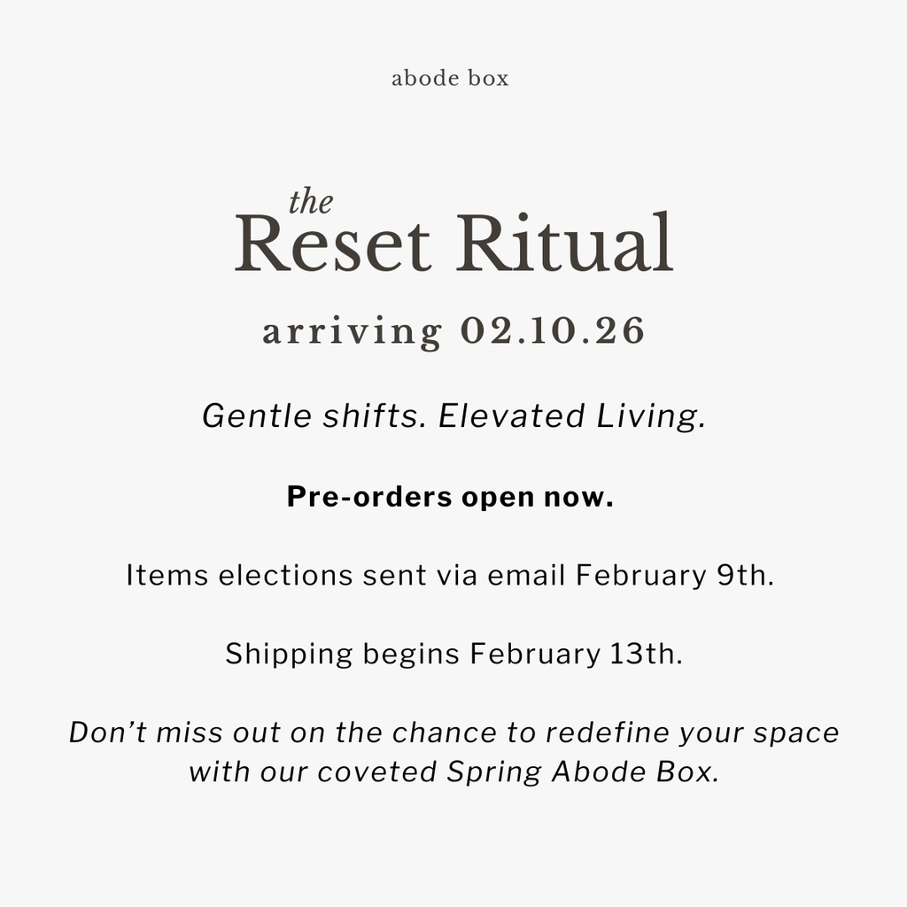 Promotional graphic for pre-orders for the Abode Box Spring Home Decor Subscription Box