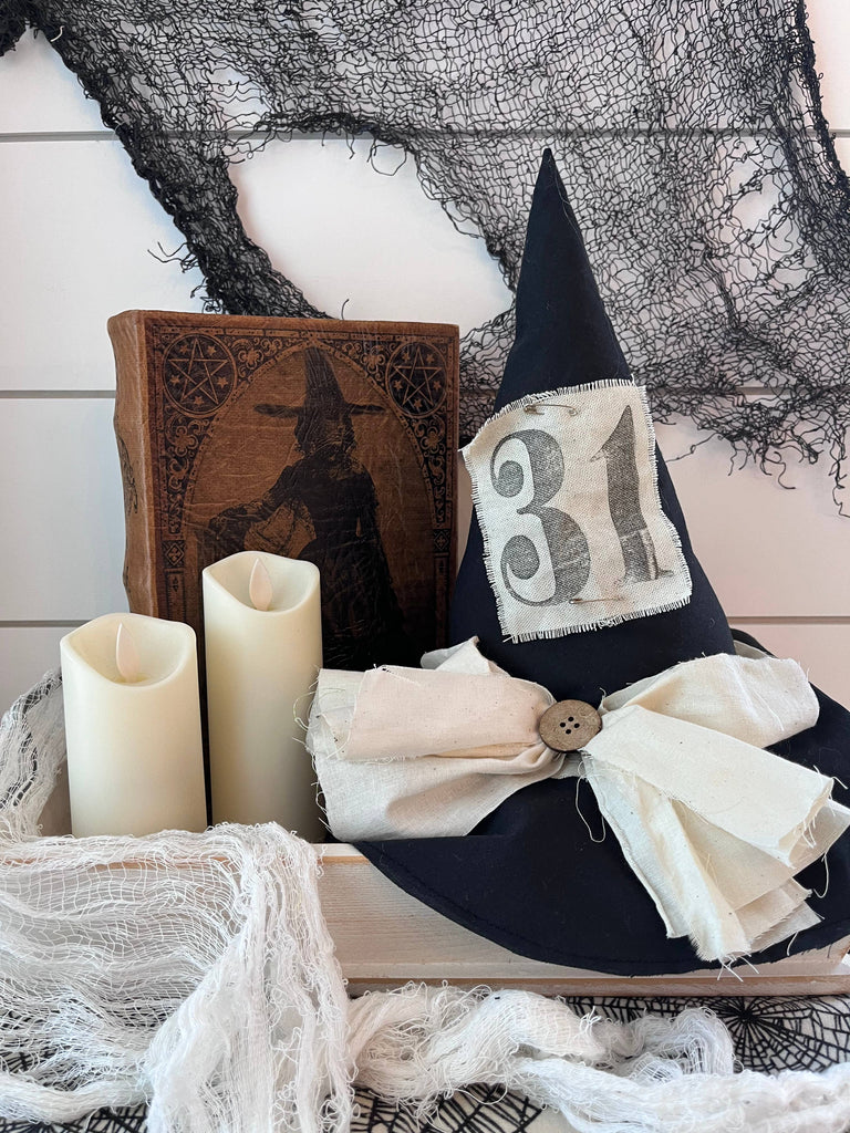 Rustic Halloween Witch Hat Decorations