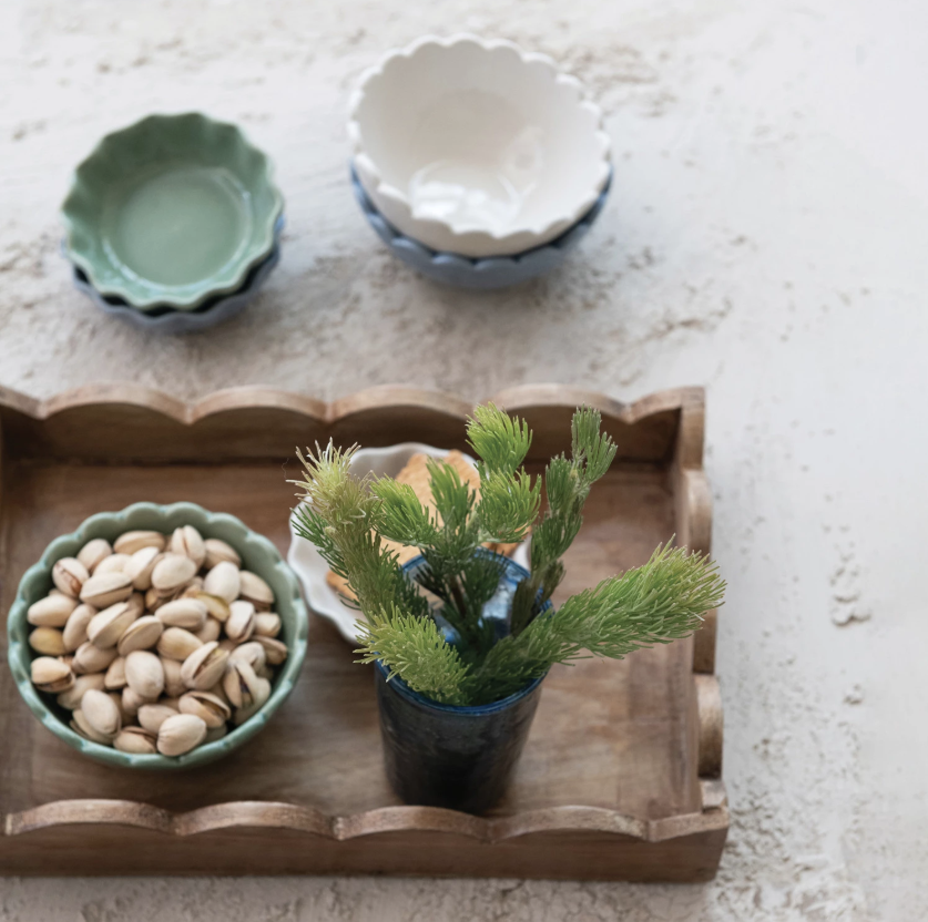 Scalloped Tray with kitchen bowls