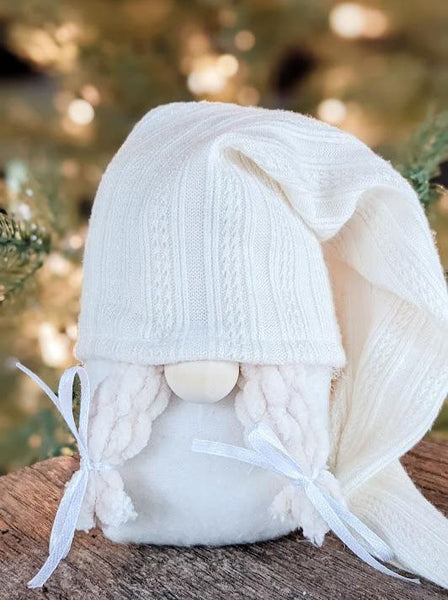 Slouchy Knit Cream Hat Gnome christmas decoration