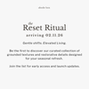 Promotional text for 'the Reset Ritual' collection by abode box on a white background.