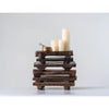 Vintage Wood Rectangular Pedestal Tray Stacked with Candles